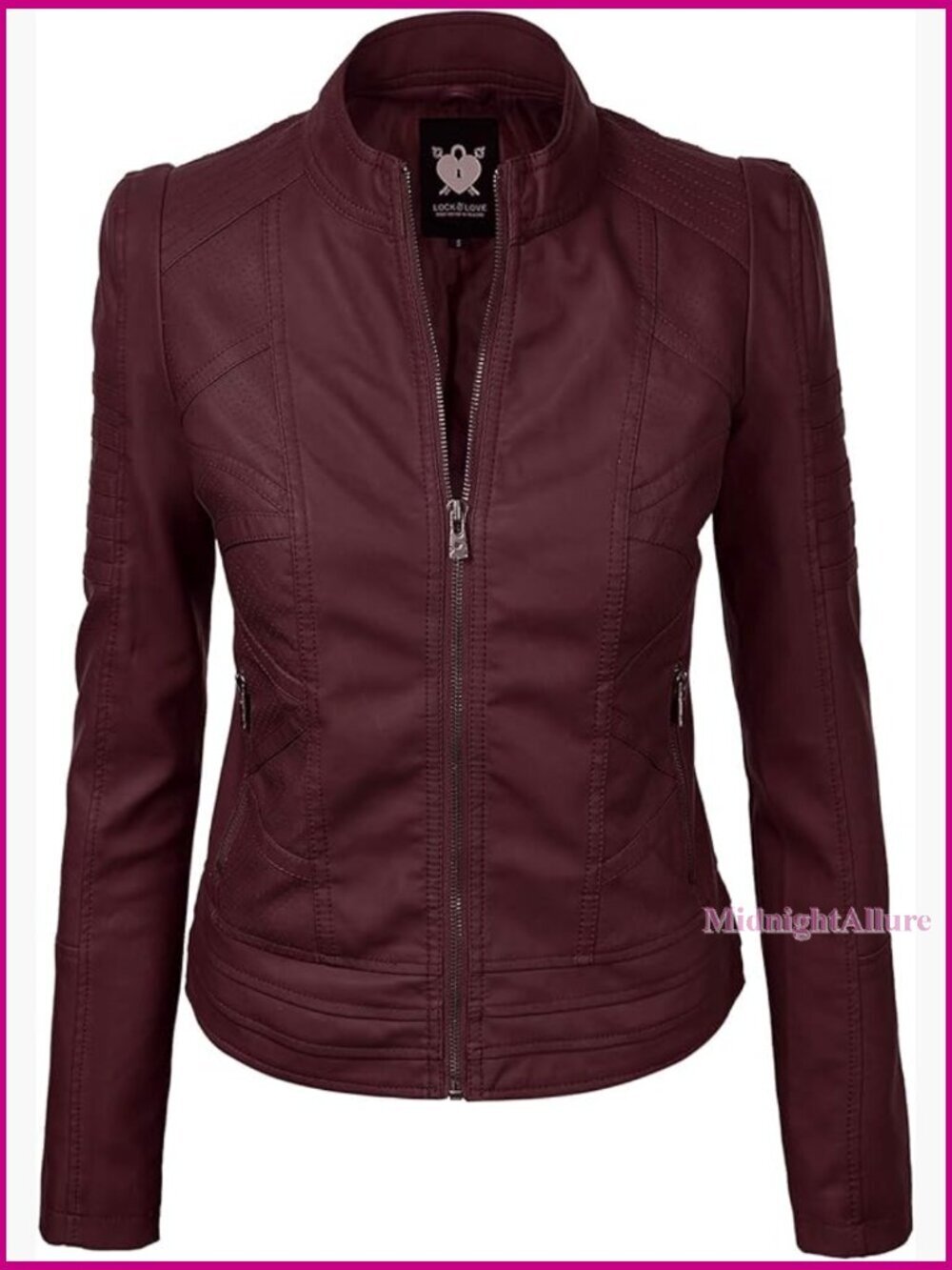 Slim Fit Vegan Leather Moto Jacket, Lightweight PU Biker Coat